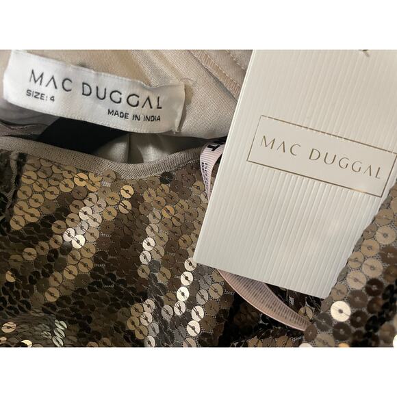 Mac Duggal Sequin Embellished Long Sleeve High Neck Mini Dress 10789 size 4 NWT - Picture 6 of 15